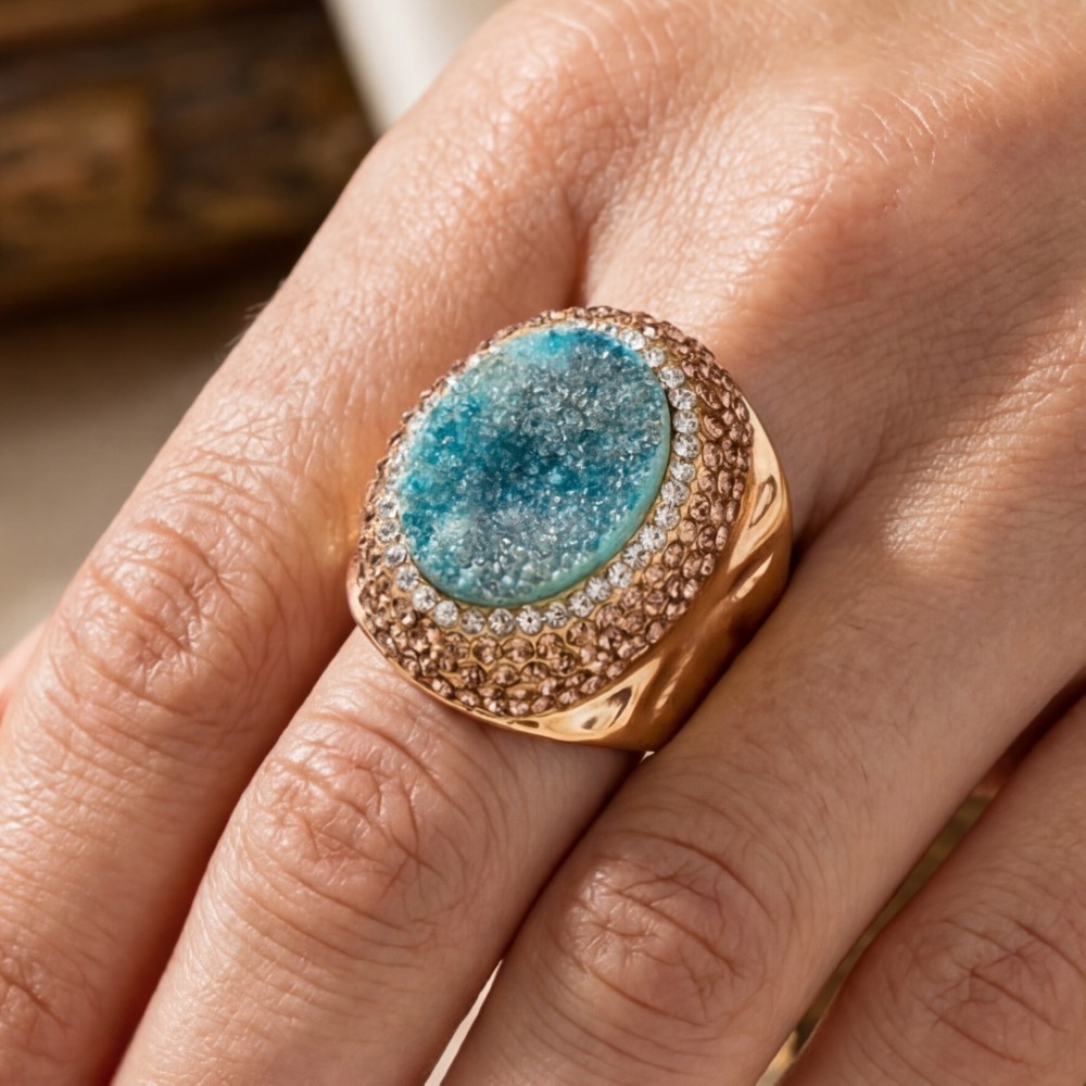 Oval Druzy Stone Statement Ring