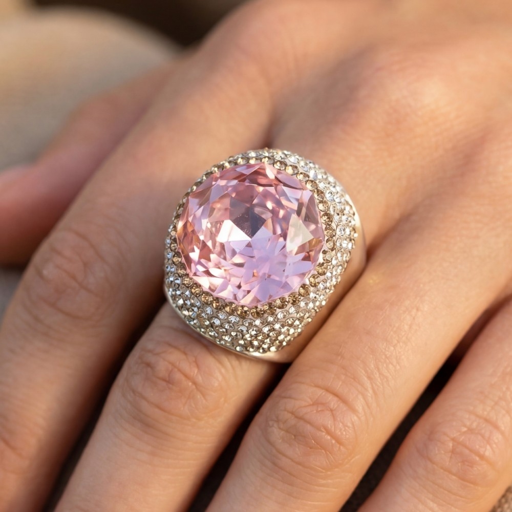 Faceted Crystal Stone Statement Ring