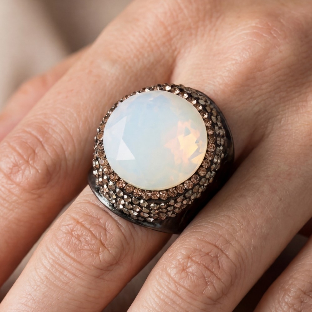 Oval Opal Stone Statement Ring