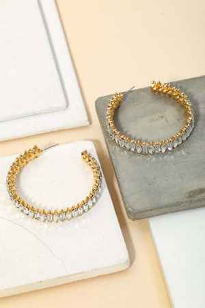 Rhinestone Studded C Hoop Earrings