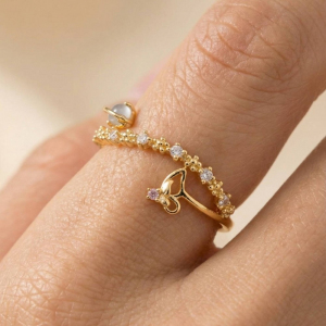 Gold Dipped Cz Dainty Open Band Ring