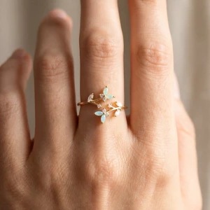 Gold Dipped Cz Butterfly Twist Open Ring