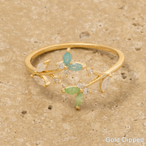 Gold Dipped Cz Butterfly Twist Open Ring