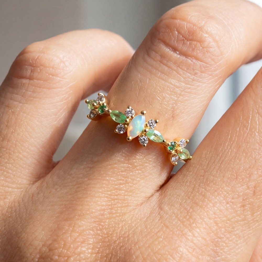 Delicate Multi Colored Cz Studded Ring