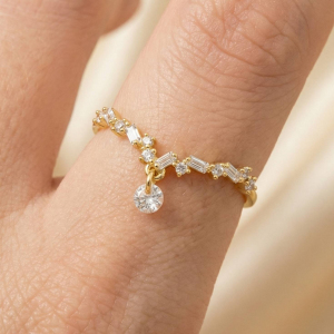 Gold Dipped Baguette Cz Studded Ring