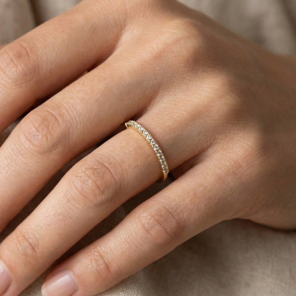 Gold Dipped Cz Studded Ring