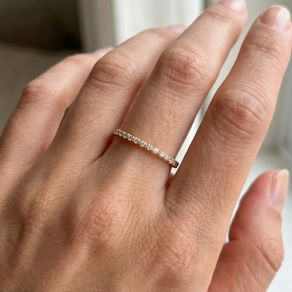 Delicate Cz Studded Gold Dipped Ring