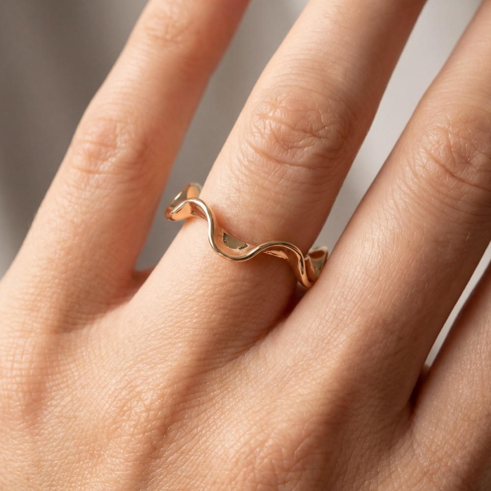 Metallic Sculpted Wave Ring