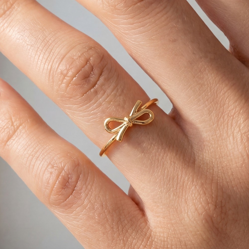 Gold Dipped Ribbon Bow Ring