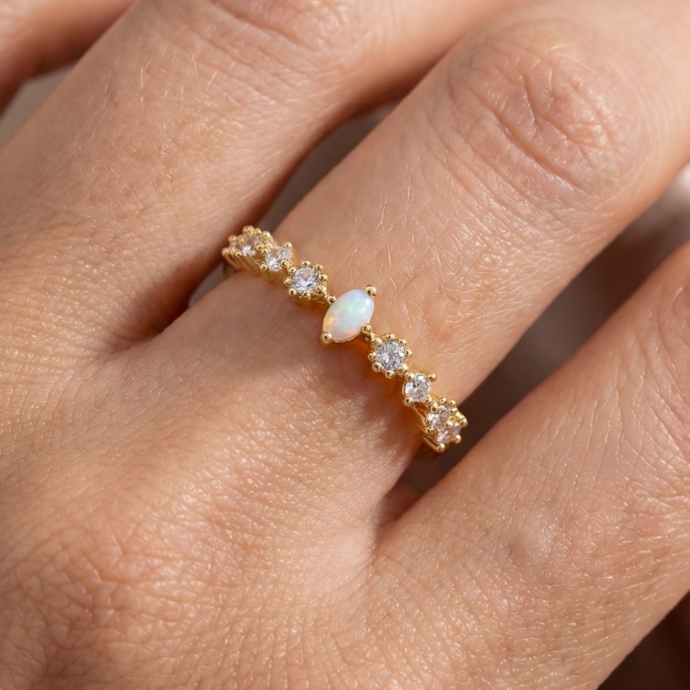 Gold Dipped Opal Cz Ring