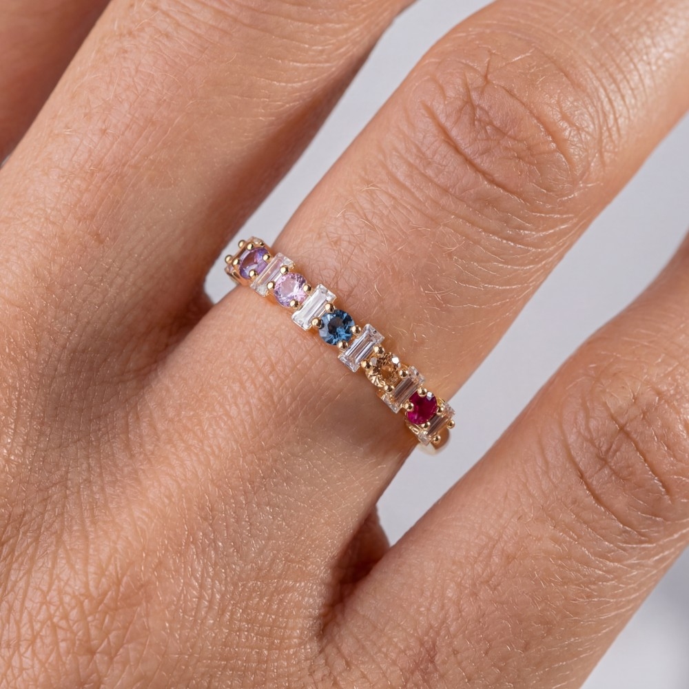Dainty Multi-Cut Cz Ring