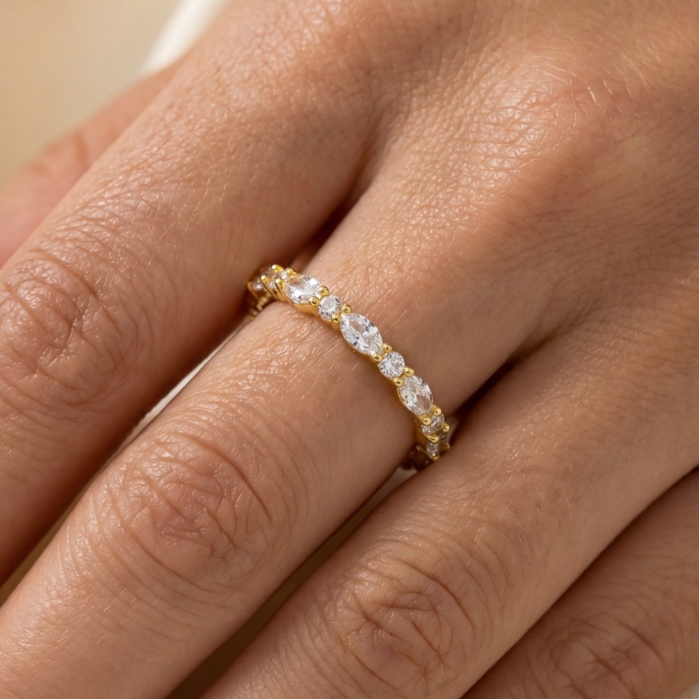 Gold Dipped Cz Eternity Band Ring