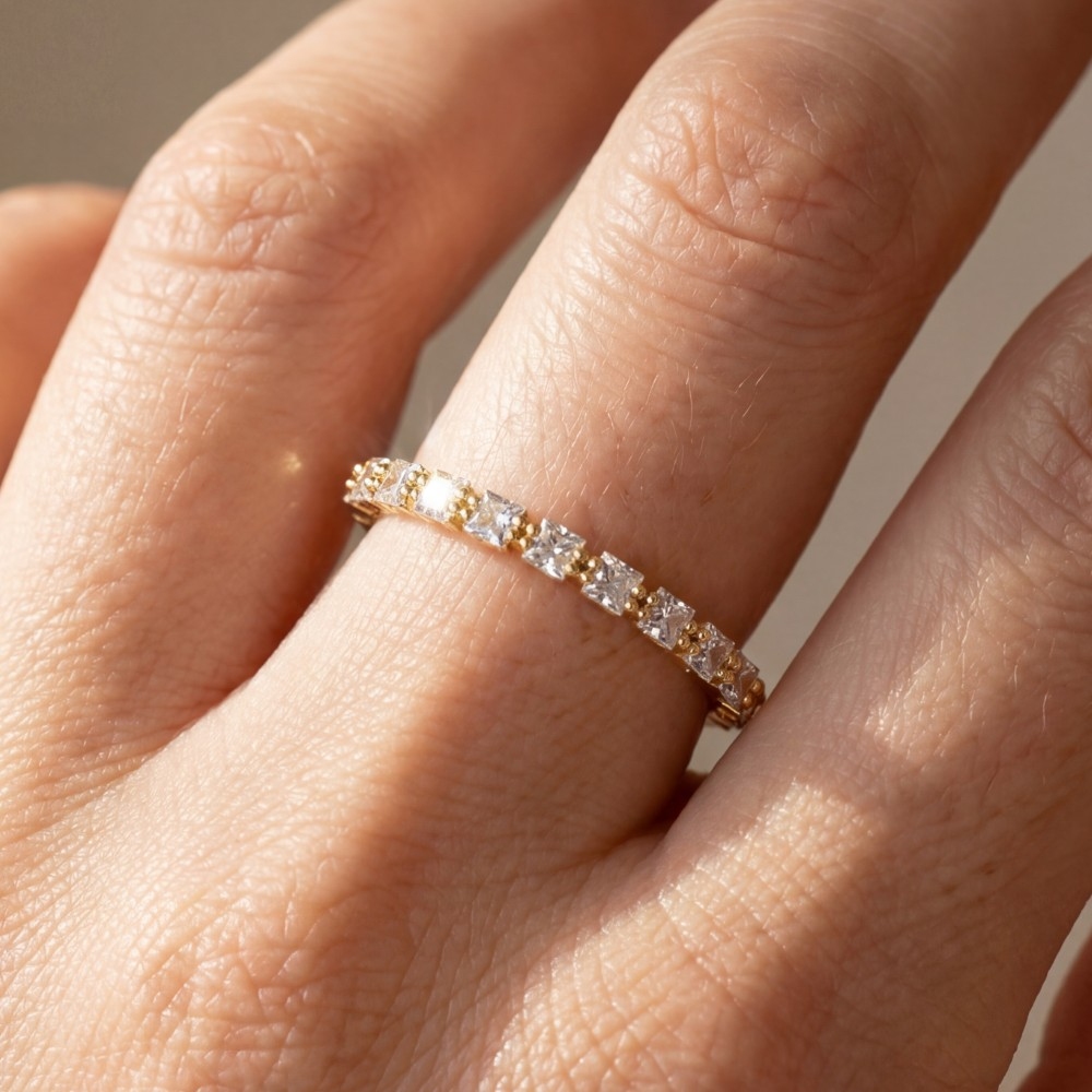 Gold Dipped Square Cz Eternity Ring