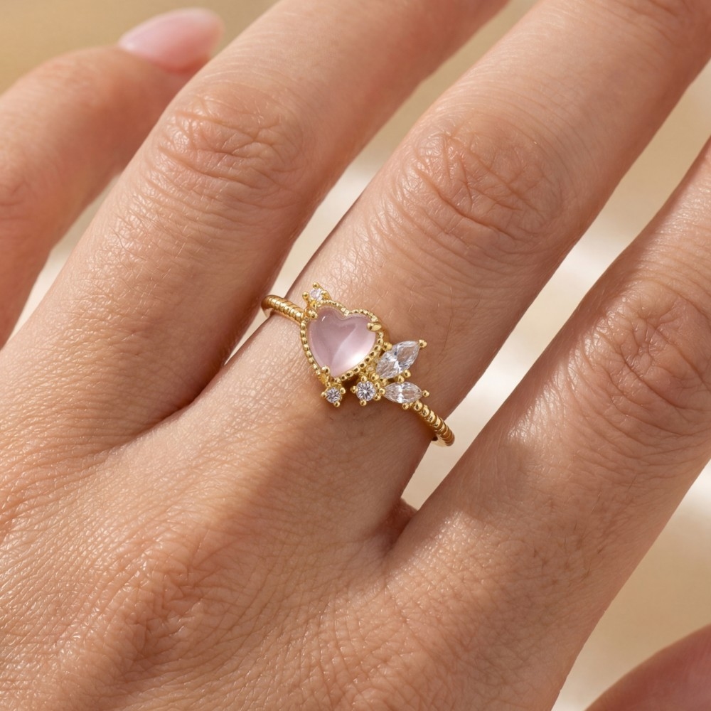 Gold Dipped Cz Heart Ring
