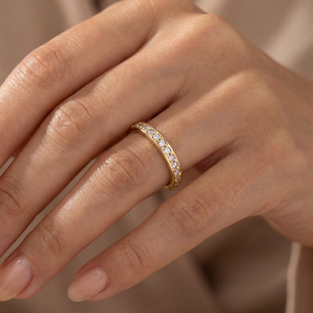 Gold Dipped Cz Pave Band Eternity Ring