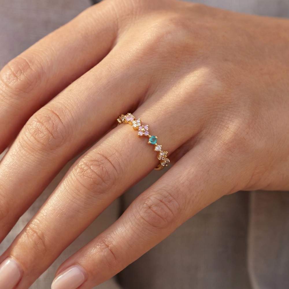 Gold Dipped Cz Studded Ring