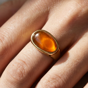 Oval Natural Stone Signet Ring