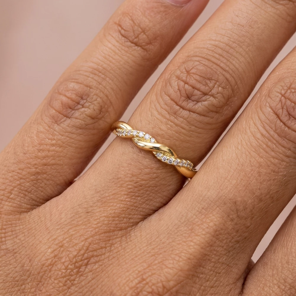 Twisted Pave Cz Band Ring