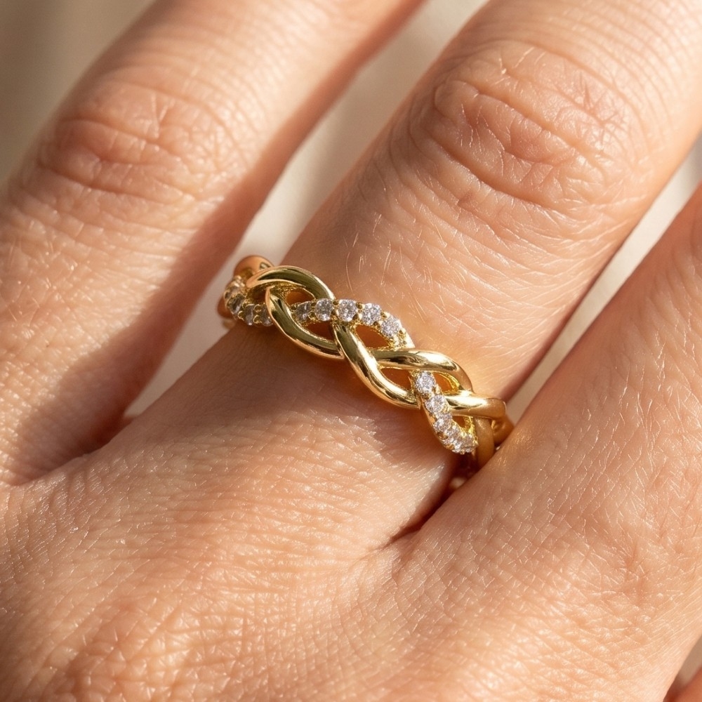 Cz Pave Braided Band Ring