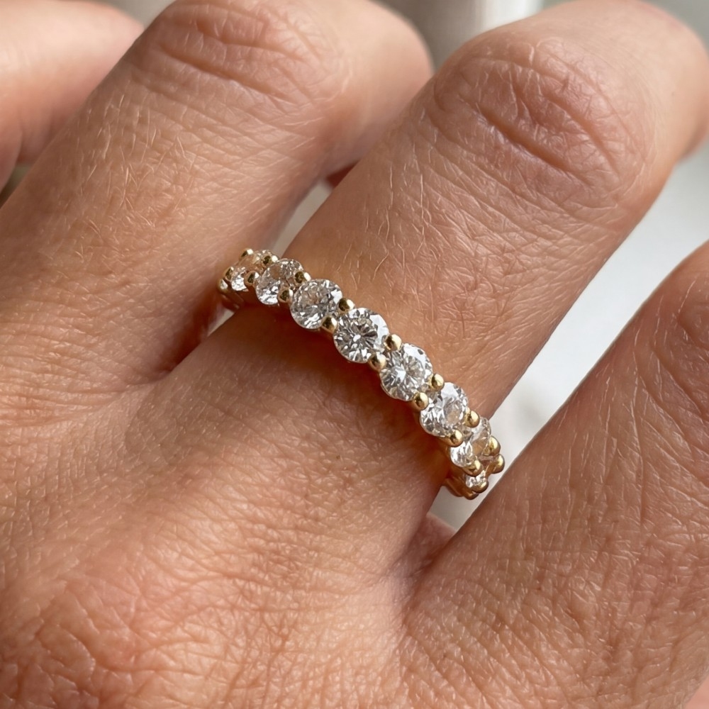 Gold Dipped Cz Half Eternity Band Ring