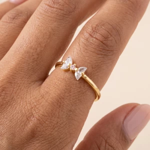 Cz Bow Ring With Center Stone
