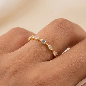 Pastel Cz Cluster Half Eternity Band Ring