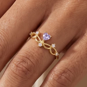 Gold Dipped Heart Stone Tiara Ring