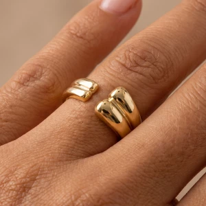 Chunky Double Band Open Adjustable Ring