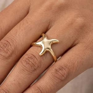 Polished Starfish Open Adjustable Ring