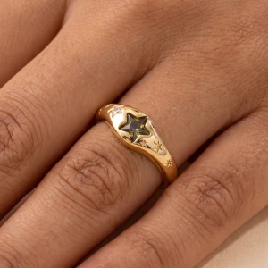 Cz Star Signet Open Adjustable Ring
