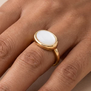 Mother Of Pearl Oval Bezel Statement Ring
