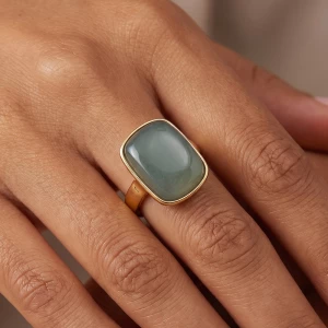 Rectangular Cabochon Adjustable Statement Ring