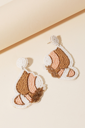 Seed Beaded Butterfly Wing Drop Earrings
