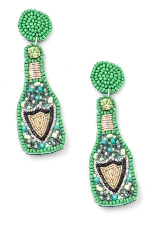 Beaded Wine Bottle Drop Earrings