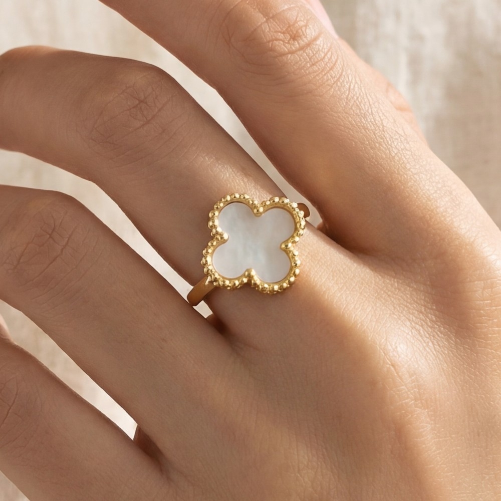 Gold Dipped Clover Open Band Ring