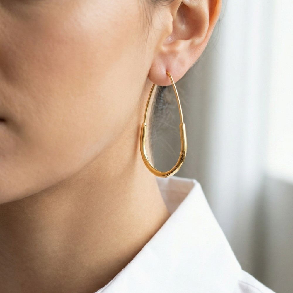 Secret Box Gold Dipped Oval Hoop Earrings