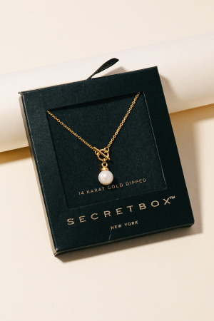 Secret Box Gold Dipped Pearl Bead Pendant Necklace