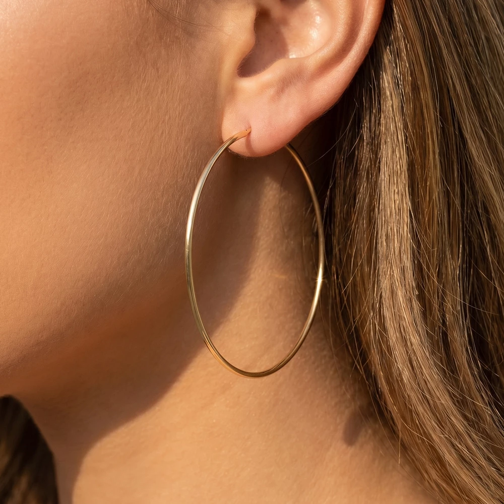 Secret Box Gold Dipped Large Round Hoop Earrings