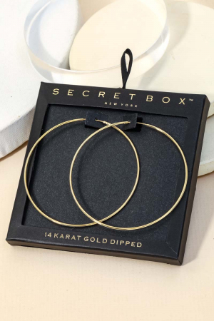 Secret Box Gold Dipped Thin 60Mm Hoop Earrings