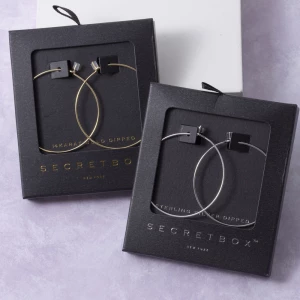 Secret Box Gold Dipped Oval Hoop Earrings