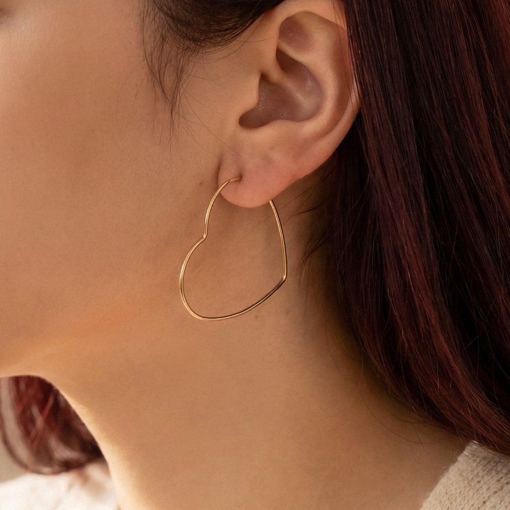 Secret Box Heart Outline Hoop Earrings