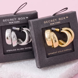 Chunky Double Band Puffy Hoop Earrings