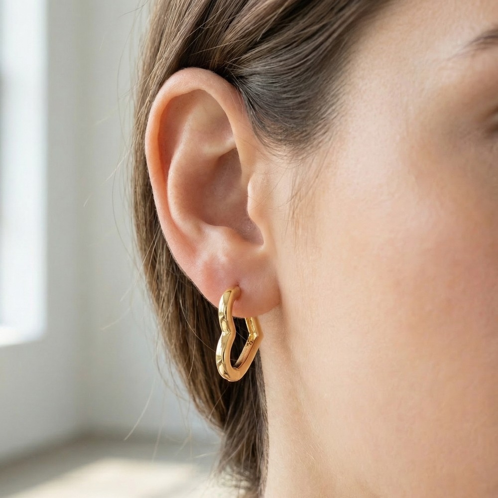 Secret Box Gold Dipped Heart Hoop Earrings