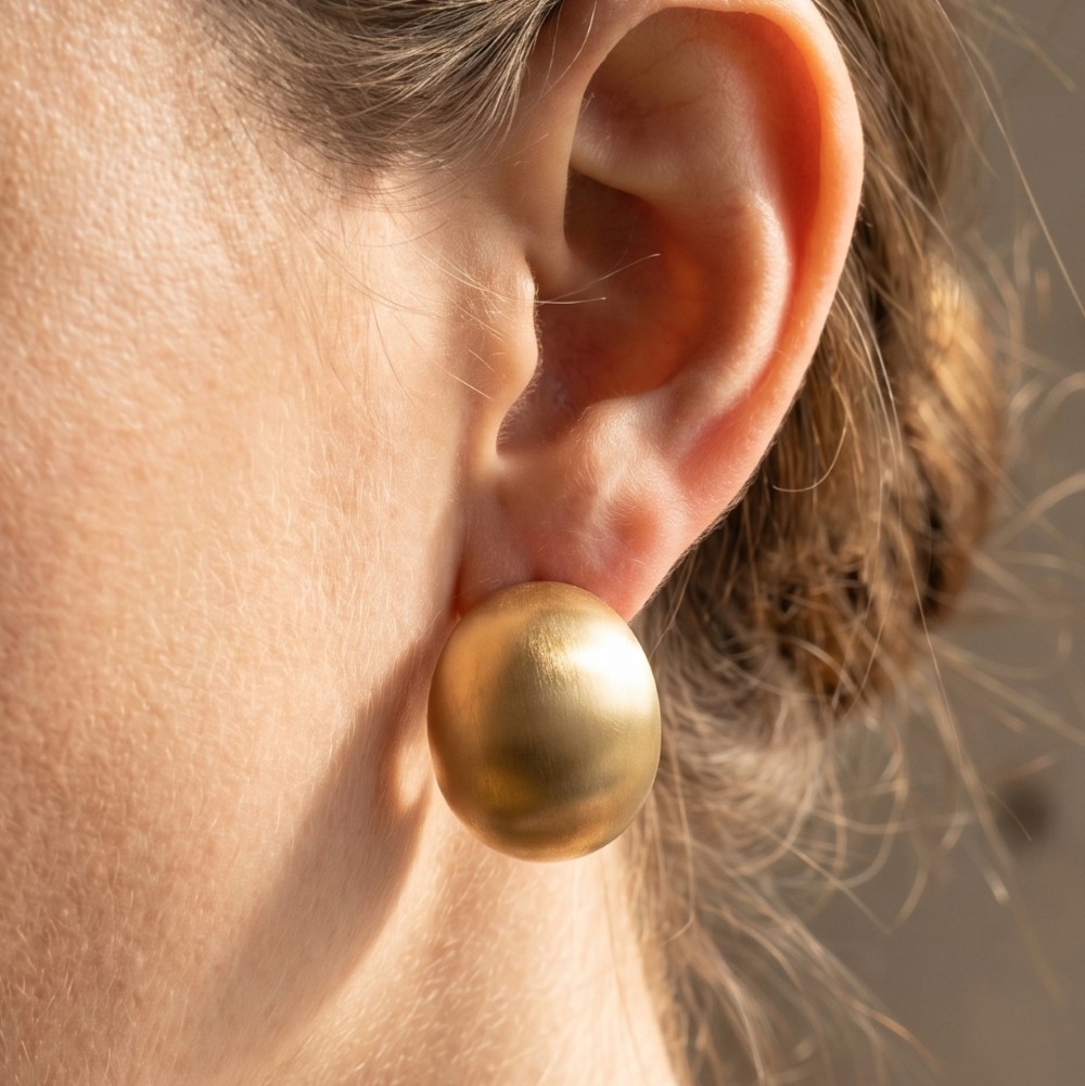 Secret Box Brushed Gold Dipped Hollow Sphere Hoop Earrings