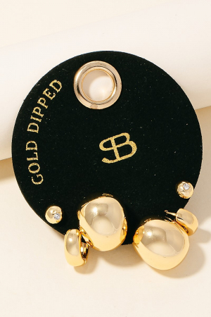 Secret Box Gold Dipped Mixed Hoop And Stud Earrings Set