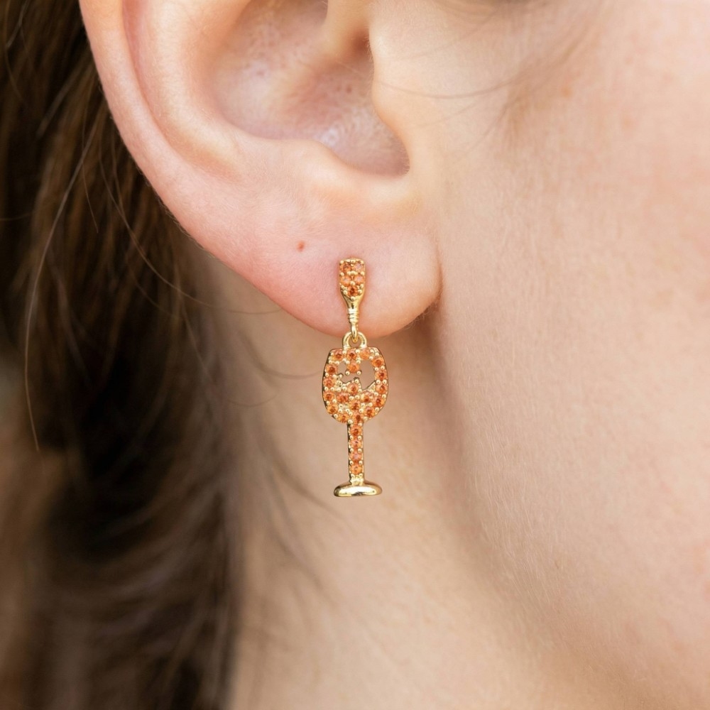 Secret Box Gold Dipped Secret Box Wine Glass Stud Earrings