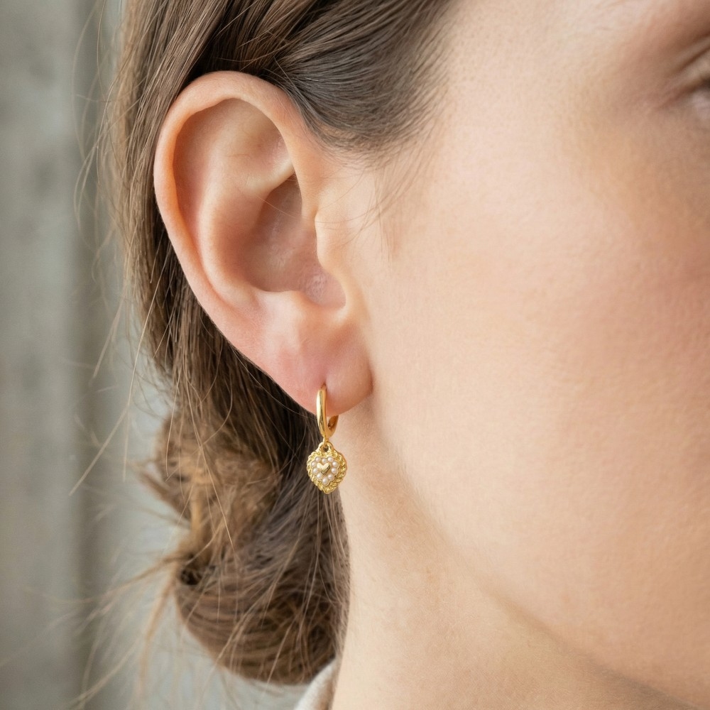 Secret Box Gold Dipped Mini Heart Drop Earrings