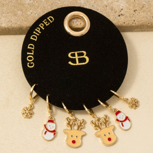 Secret Box Gold Dipped Festive Christmas Stud And Hoops Earrings Set