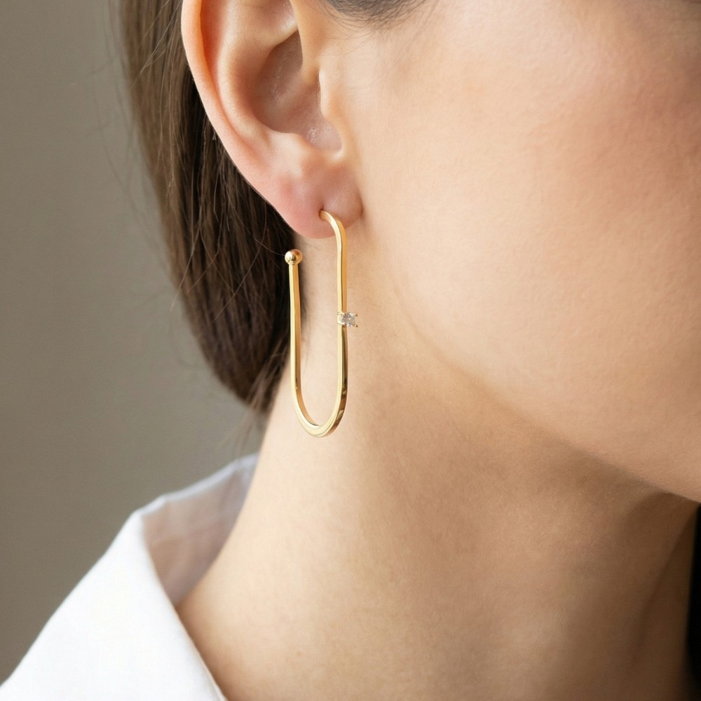 Secret Box Gold Dipped Thin Oval Hoop Earrings