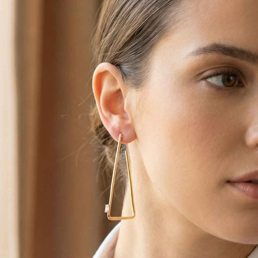 Secret Box Gold Dipped Triangle Hoop Earrings